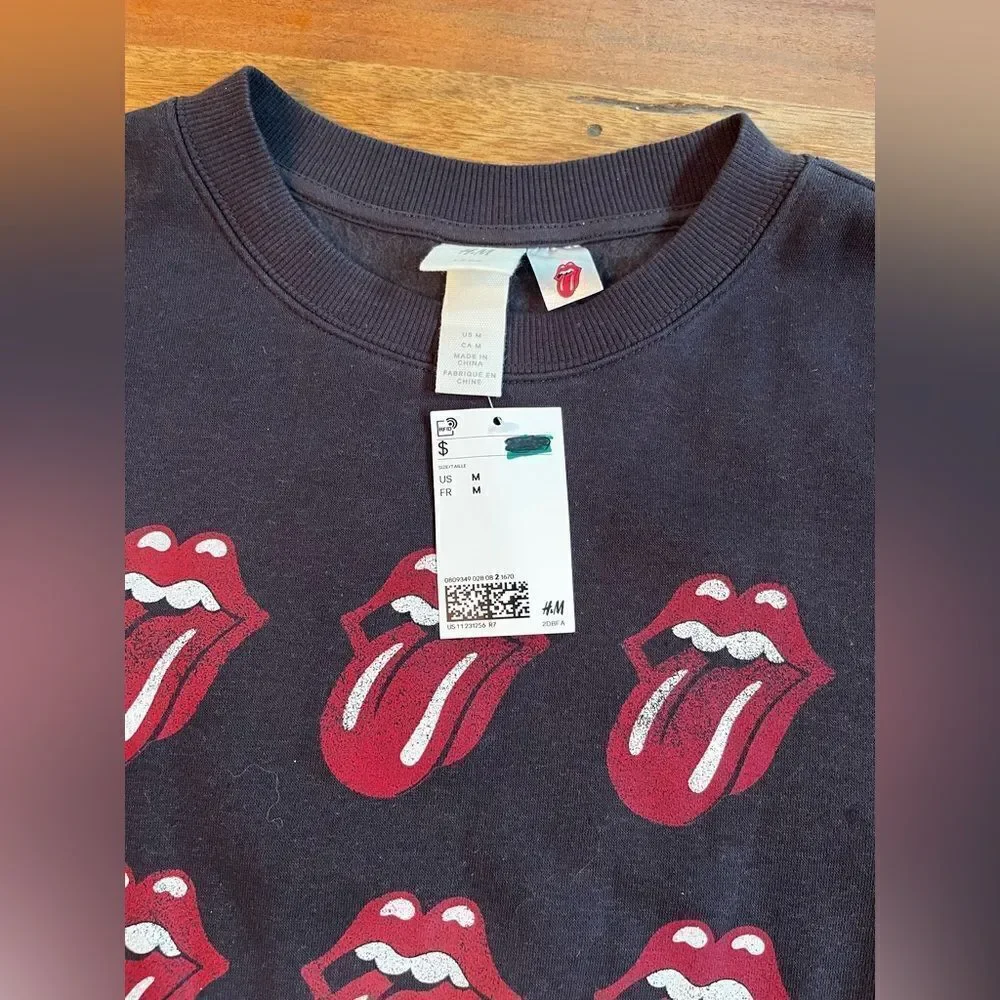ROLLING STONES black SWEATSHIRT! Size Medium; H&M; NWT